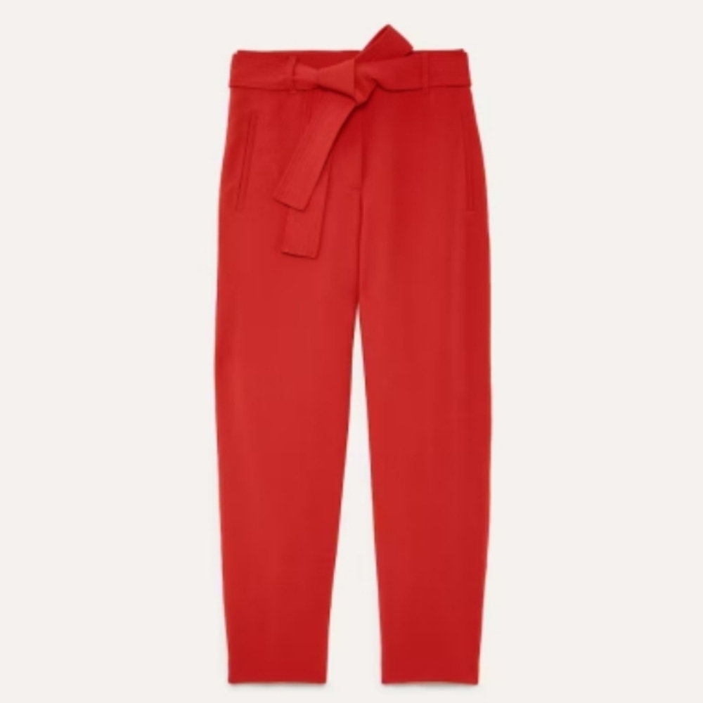 Aritzia Wilfred Front Tie High Rise Ankle Pants size 2 red.